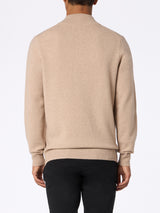 Man quarter-zip lambswool beige sweater Jermyn