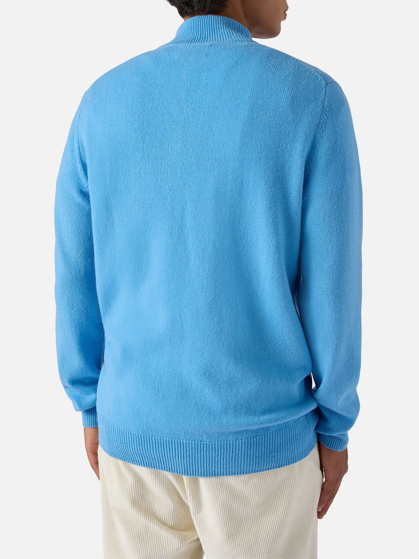 Pullover a mezza zip Jermyn in lambswool azzurro polvere