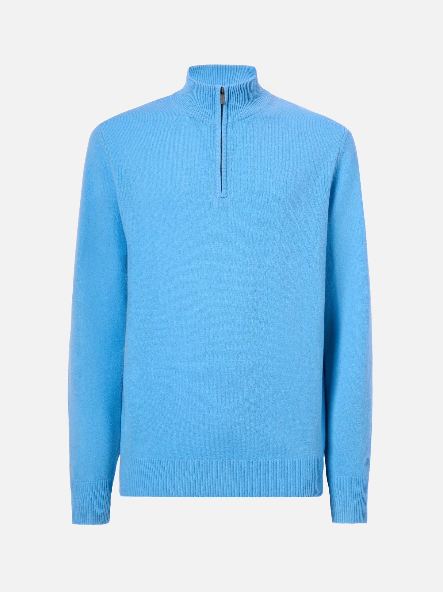 Pullover a mezza zip Jermyn in lambswool azzurro polvere