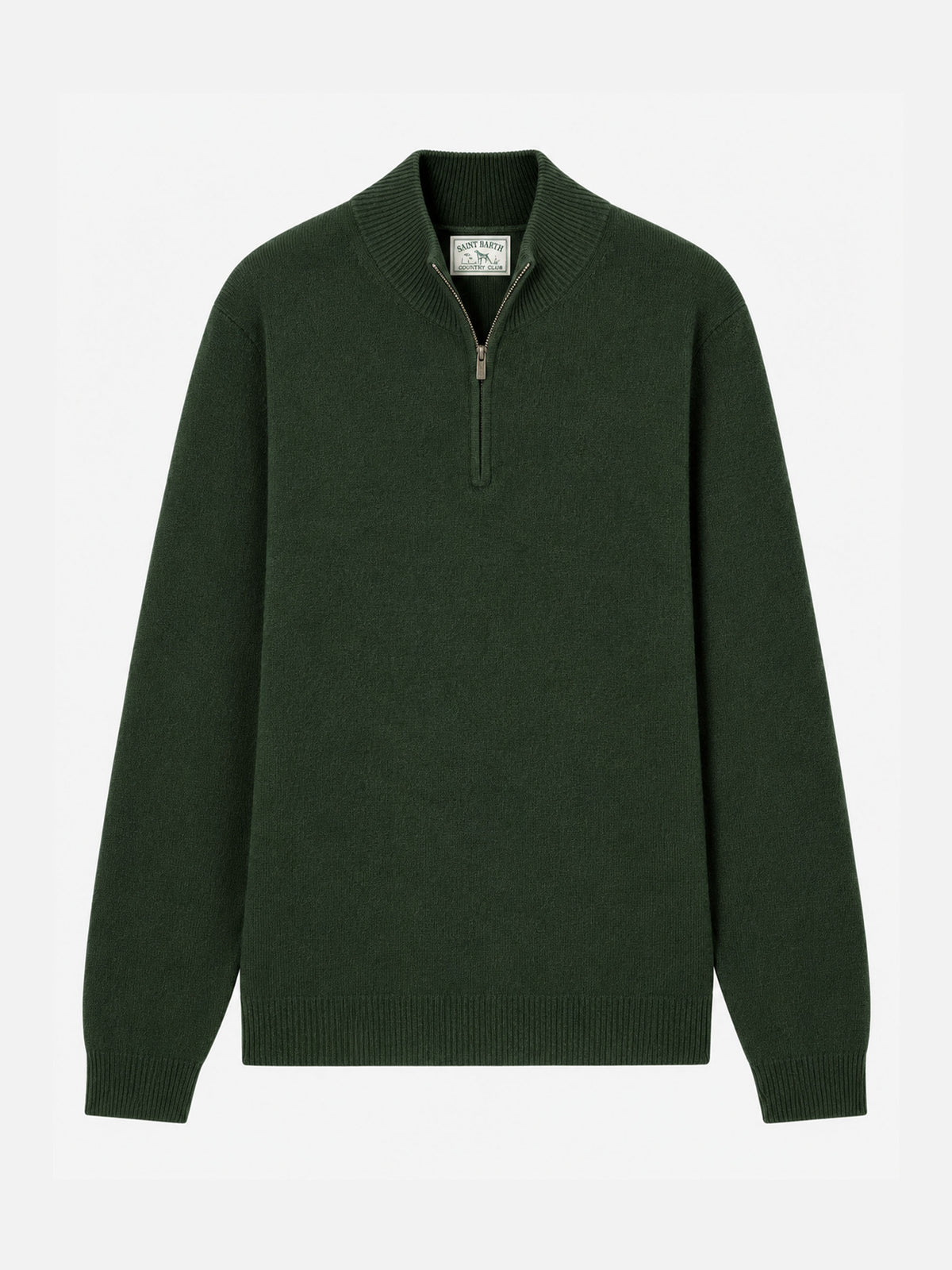 Military green Lambswool Jermyn half-zip sweater