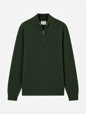 Military green Lambswool Jermyn half-zip sweater