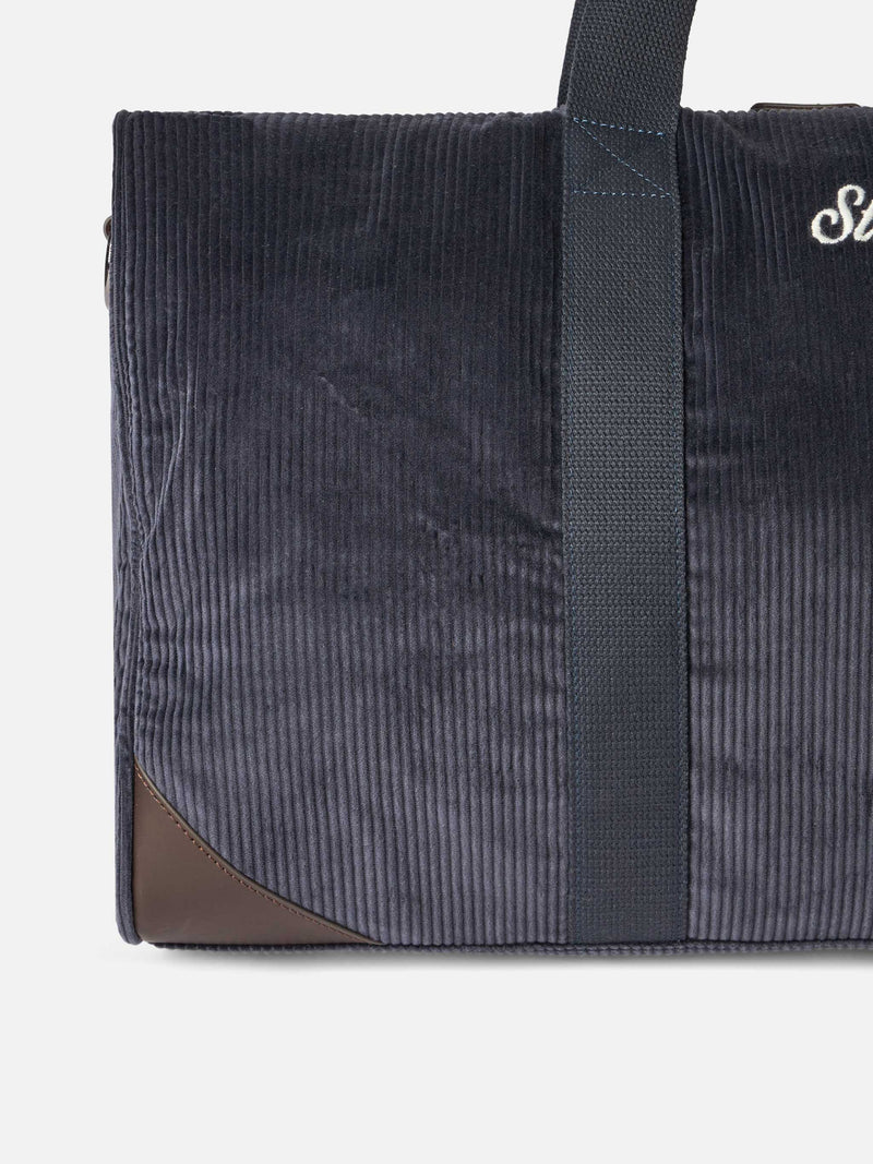 Navy blue corduroy travel duffel bag Jetleg