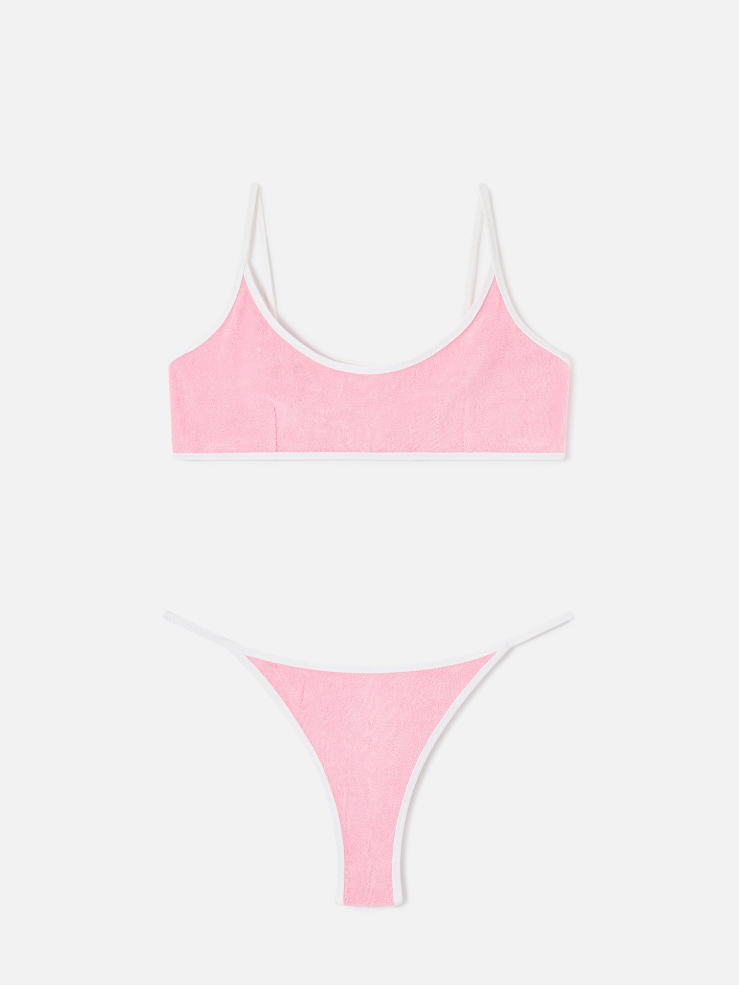 Bikini string Juliane rose en éponge avec passepoil | Special Edition 