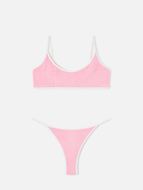 Bikini string Juliane rose en éponge avec passepoil | Special Edition 