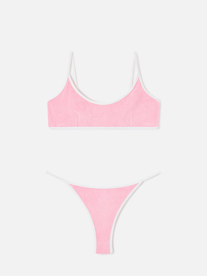 Bikini de rizo con tiras Pink Juliane y ribetes | Special Edition 