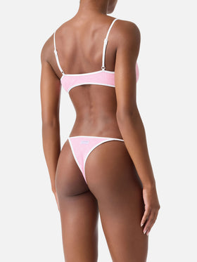 Bikini string Juliane rose en éponge avec passepoil | Special Edition 