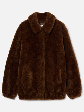 Chaqueta teddy Jeanne marrón con bordado del logo 