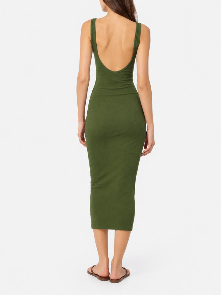 Jennifer ribbed military green cotton jersey tank dress