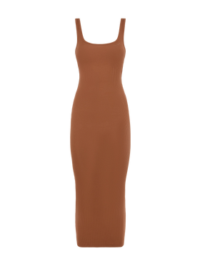 Jennifer – Trägerkleid aus geripptem Baumwolljersey in Braun