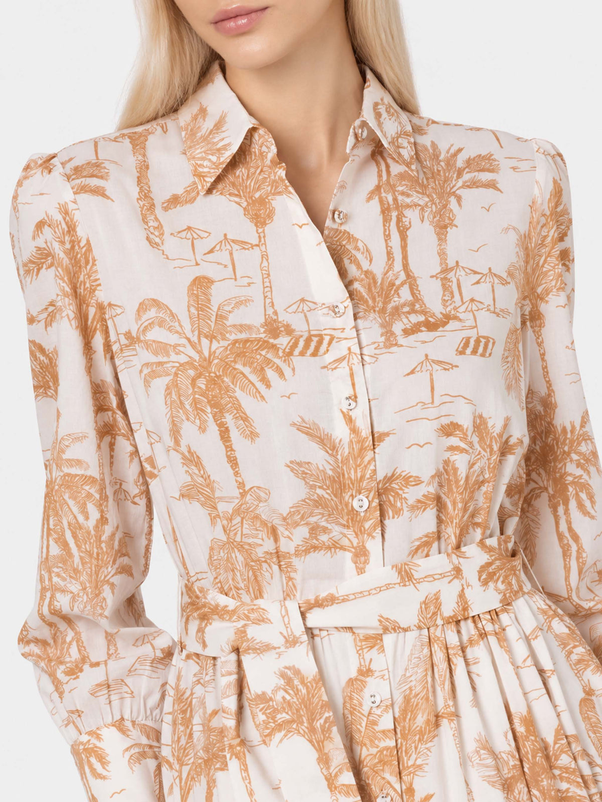Jensen langes Baumwollkleid mit Toile-de-Jouy-Print 