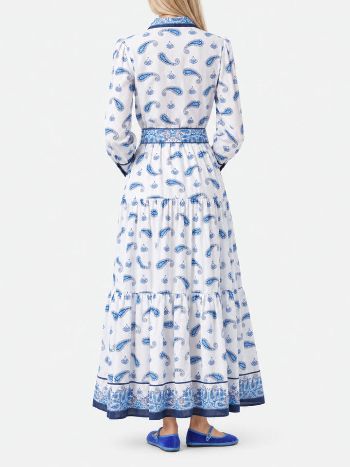 Abito lungo Jensen in cotone con fantasia paisley