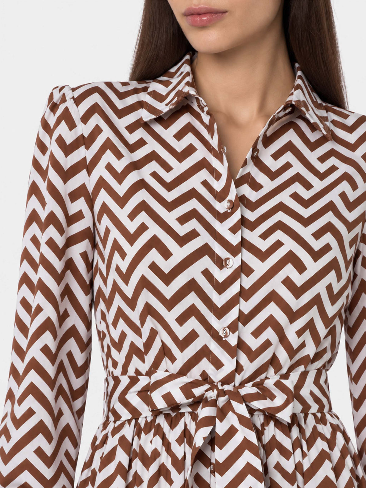 Robe longue Jensen en coton à imprimé zigzag 