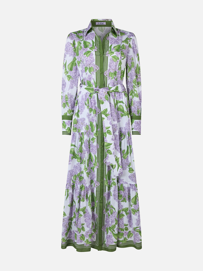 Woman cotton dress Jensen with flower print