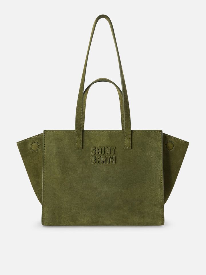 Medium Jour Wildledertasche in Military-Grün mit Logo-Label 