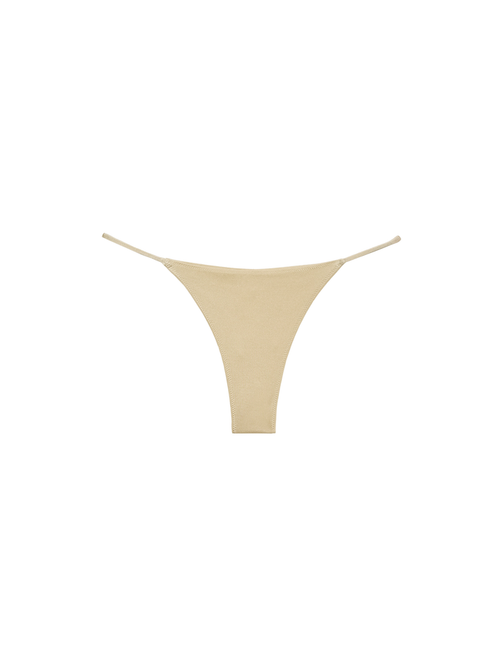 Celestine Naomi shimmer gold bikini with one-shoulder bralette top and cheeky briefs - MC2 Saint Barth