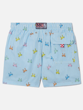 Joell swim shorts striped with all-over crabs print