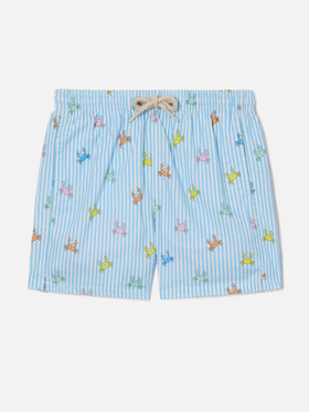 Costume Joell a righe con stampa granchi all over