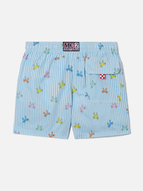 Costume Joell a righe con stampa granchi all over