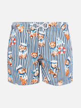 Jungen-Badeshorts aus Baumwolle mit Matrosenbären-Print