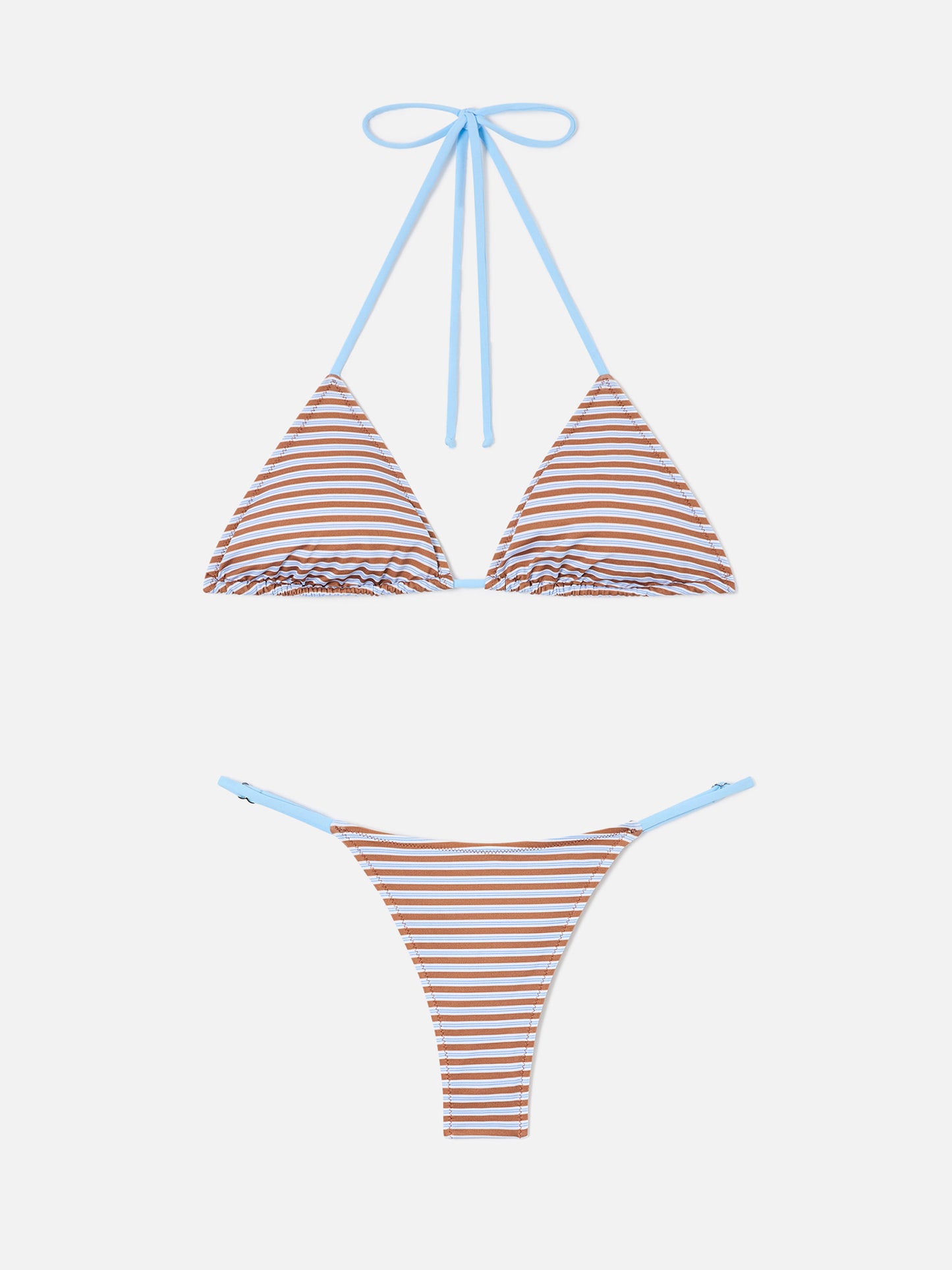 Hell gestreifter Joleah String-Bikini in blue und Braun 