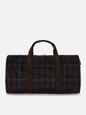 Bolso de viaje Jetleg de mezcla de lana con motivo tartán y ribetes de piel sintética 
