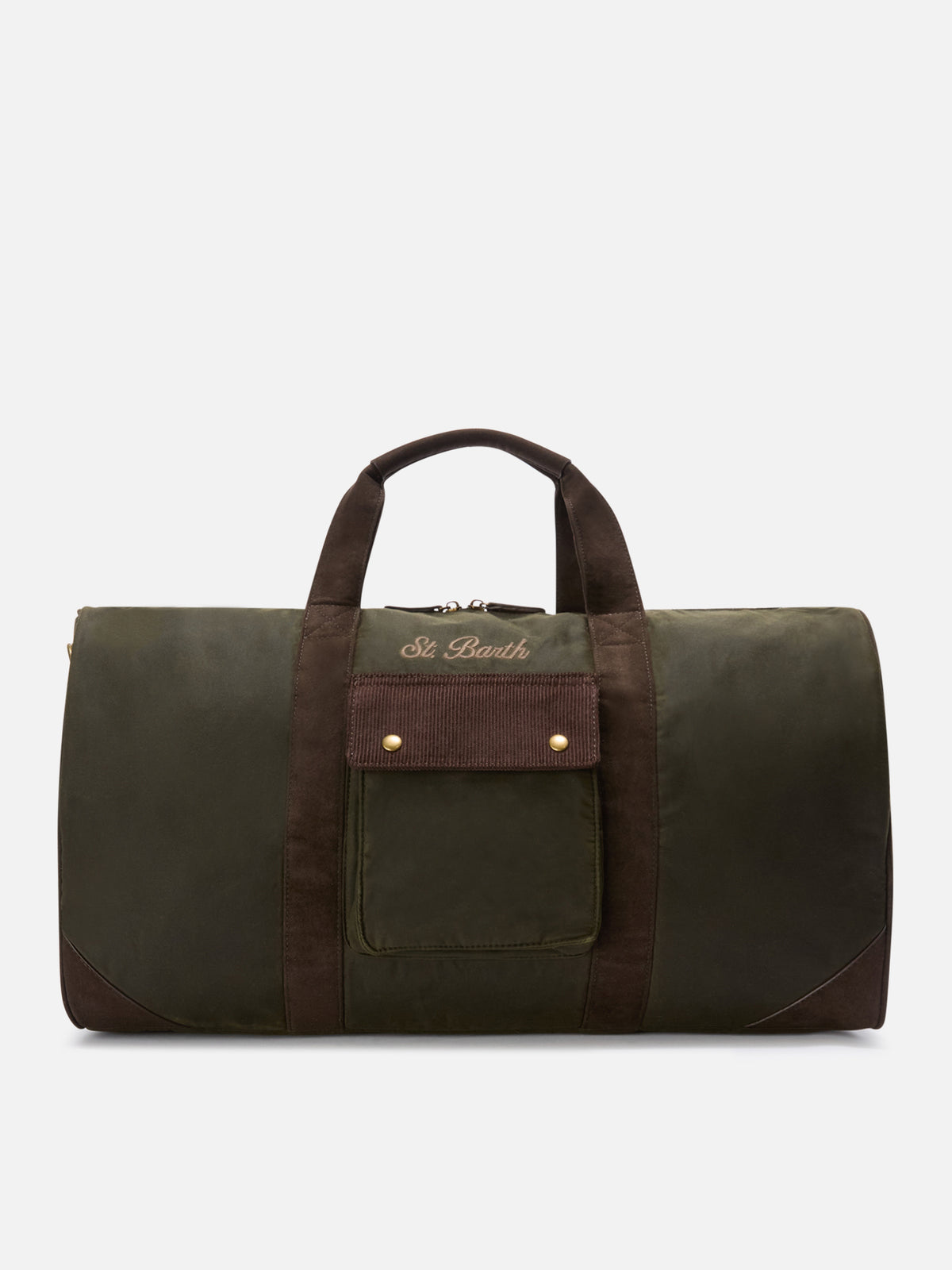 Borsone Jetleg verde militare in tessuto cerato con ricamo logo