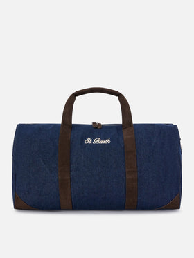 Borsone Jetleg blu in denim con ricamo logo
