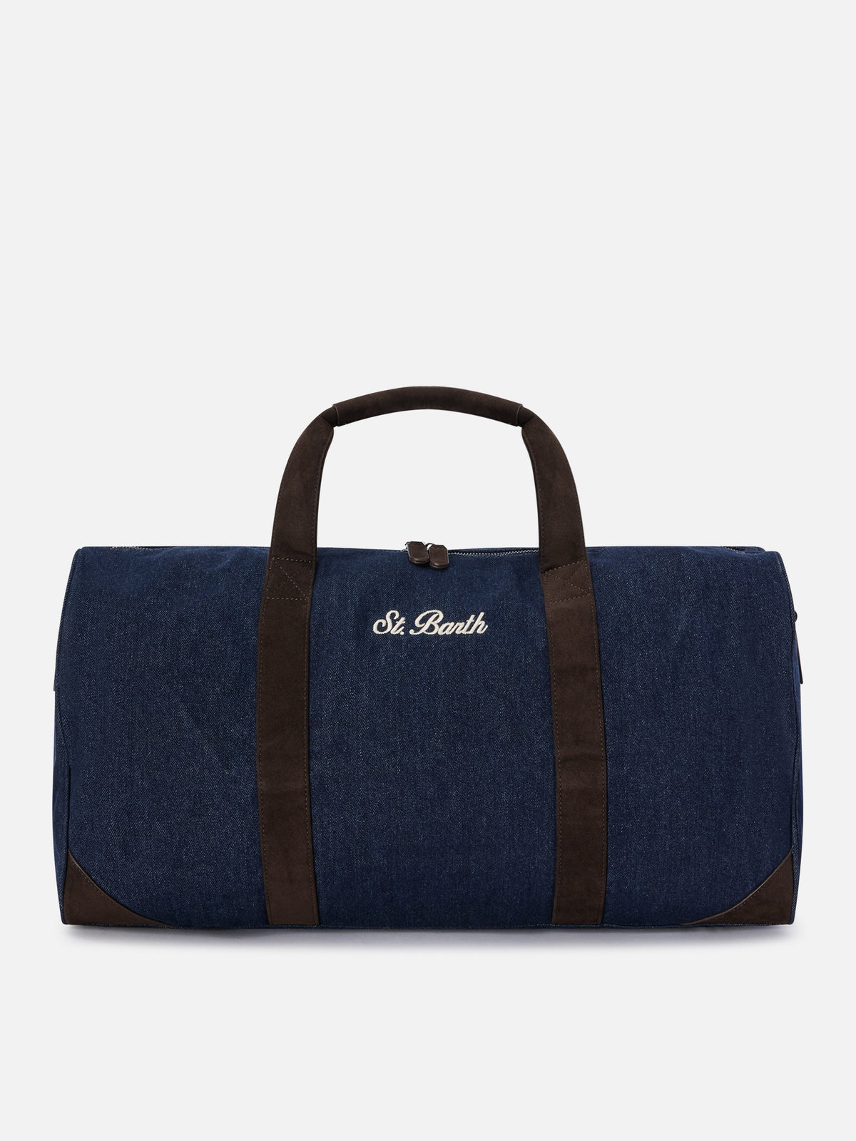Blue Jetleg denim duffle bag with logo embroidery