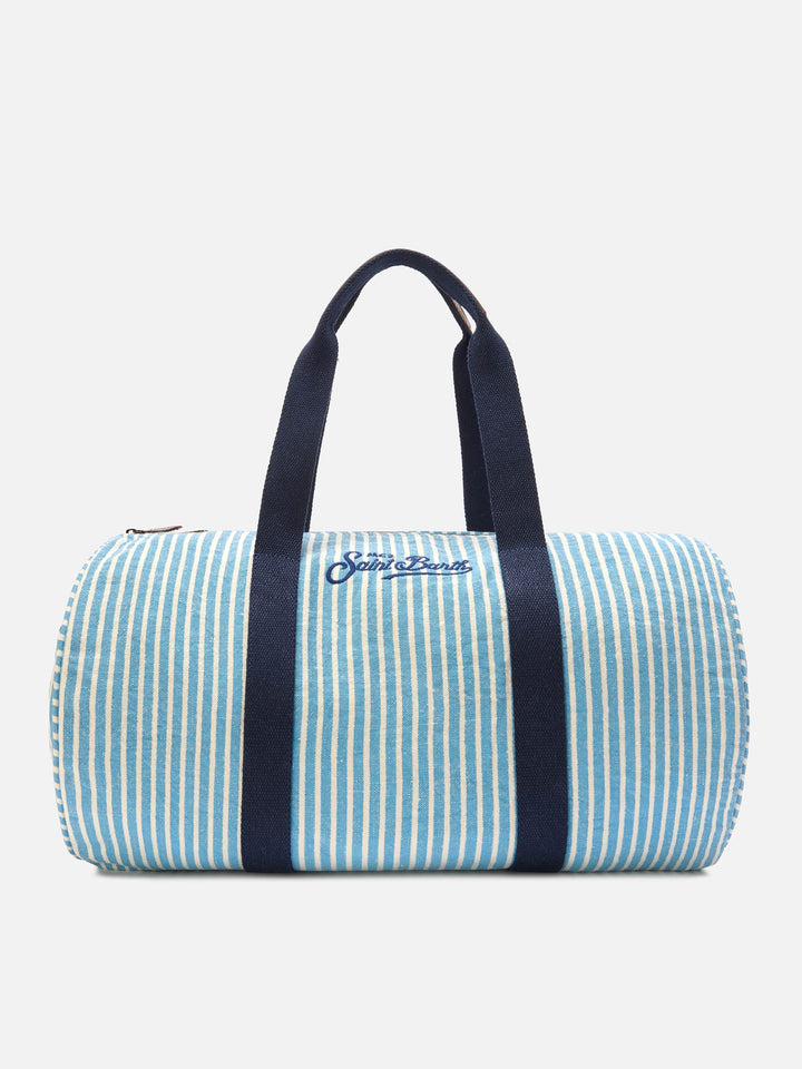 Borsone Round Jetleg in lino a righe blu e bianche