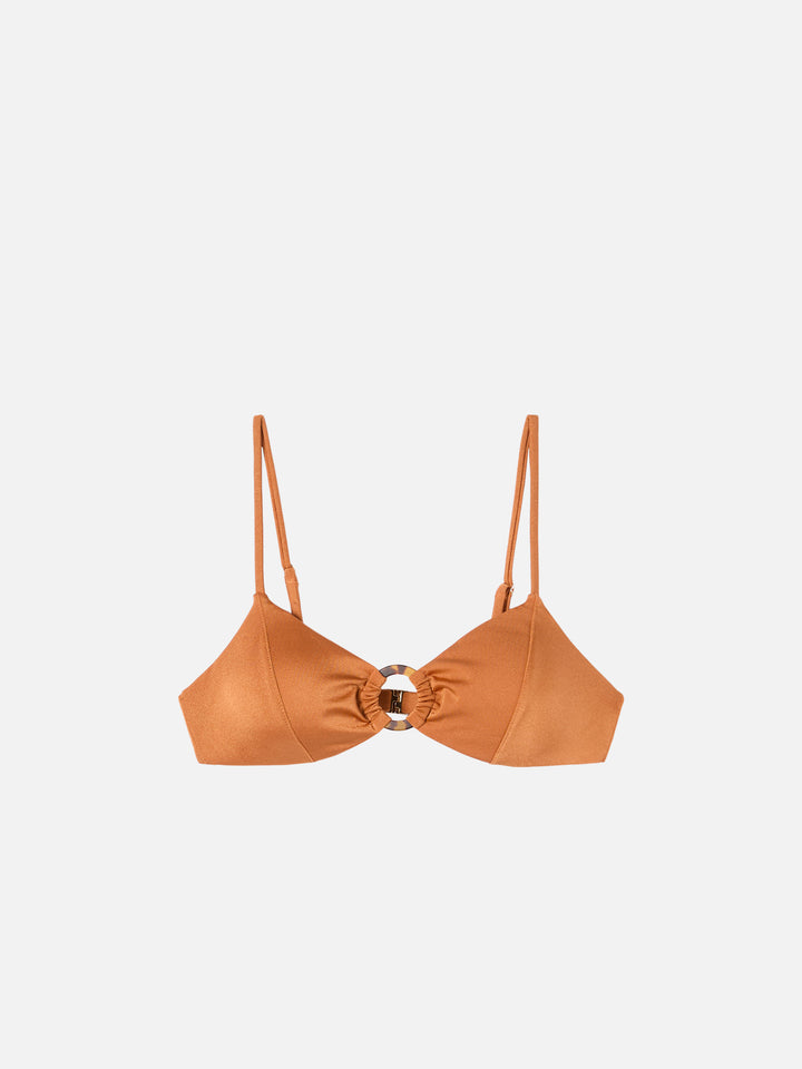 Bralette Juca in shiny ochre yellow with loop