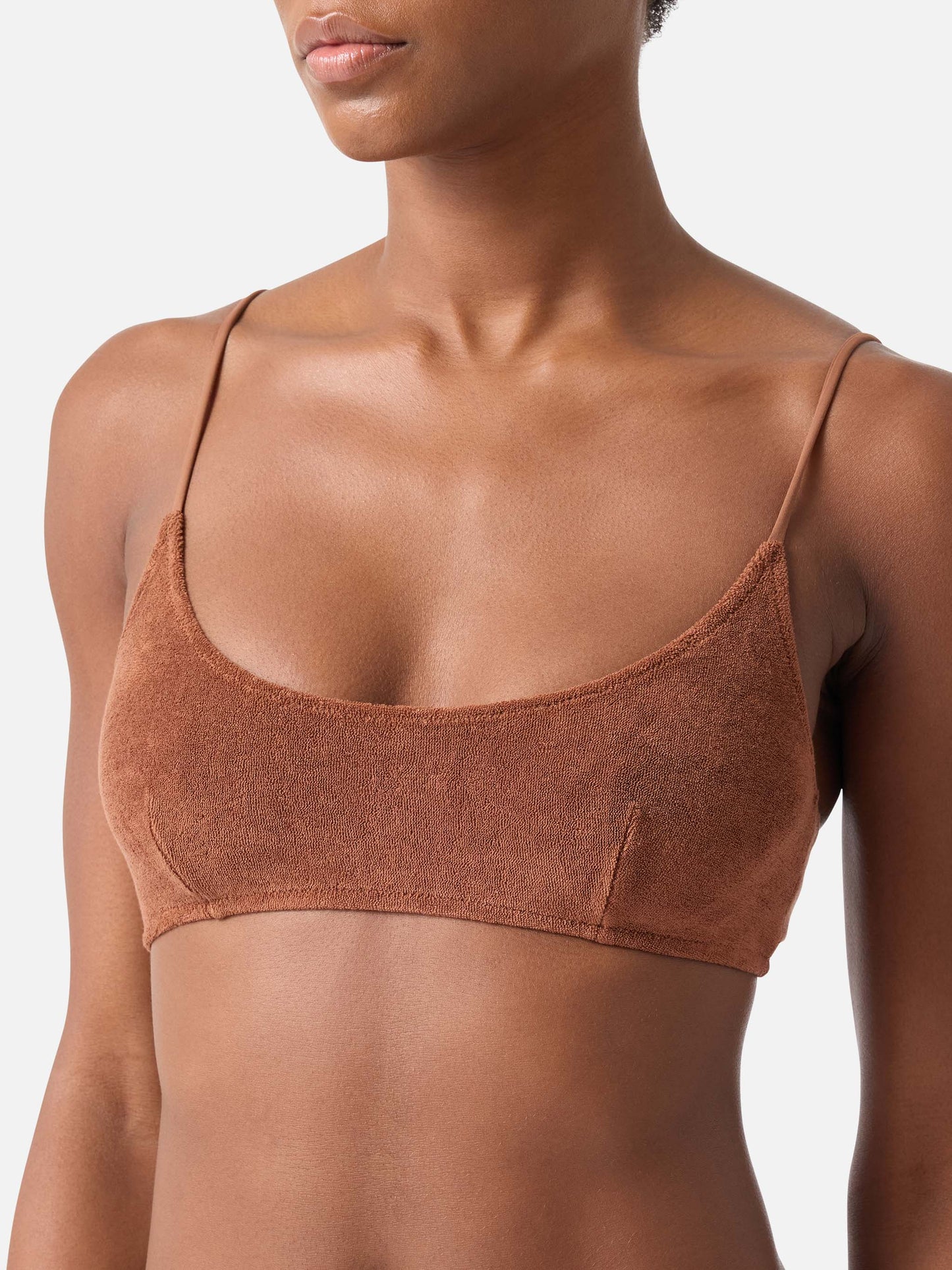 Bikini Judy Elise bralette in tessuto effetto spugna marrone