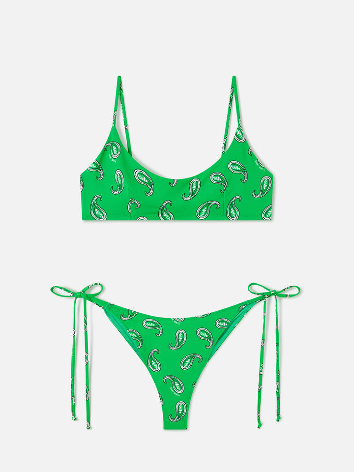 Judy Marielle green paisley bralette bikini