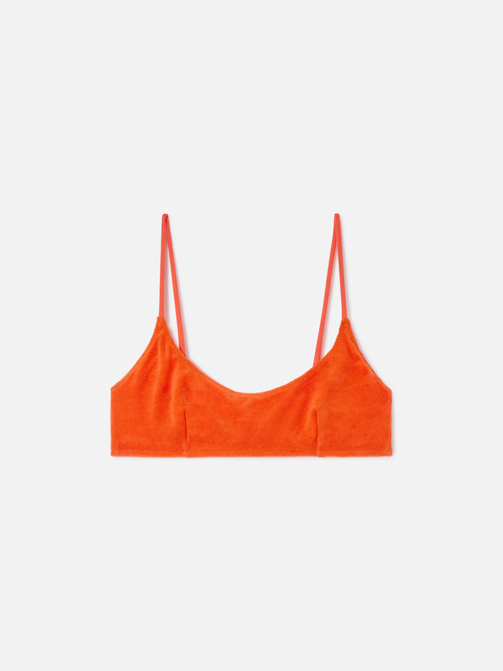 Top de bikini tipo bralette Judy Orange en tejido terry 
