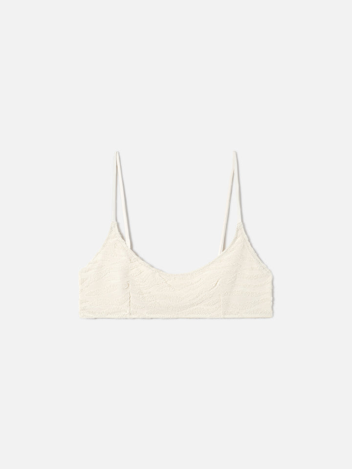 Beiges Judy Bralette-Top aus geprägtem Zebra-Frottee 
