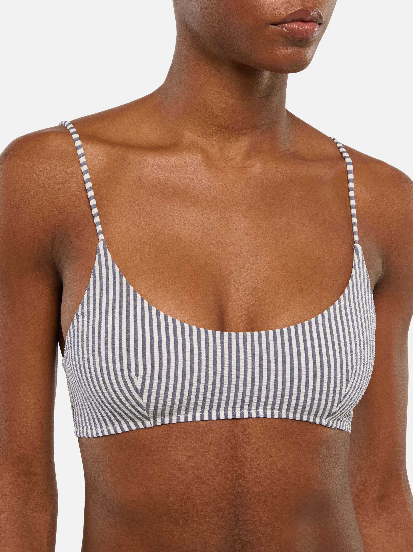 Judy top bralette in seersucker con stampa a righe - Virgo slip mare classico con stampa a righe