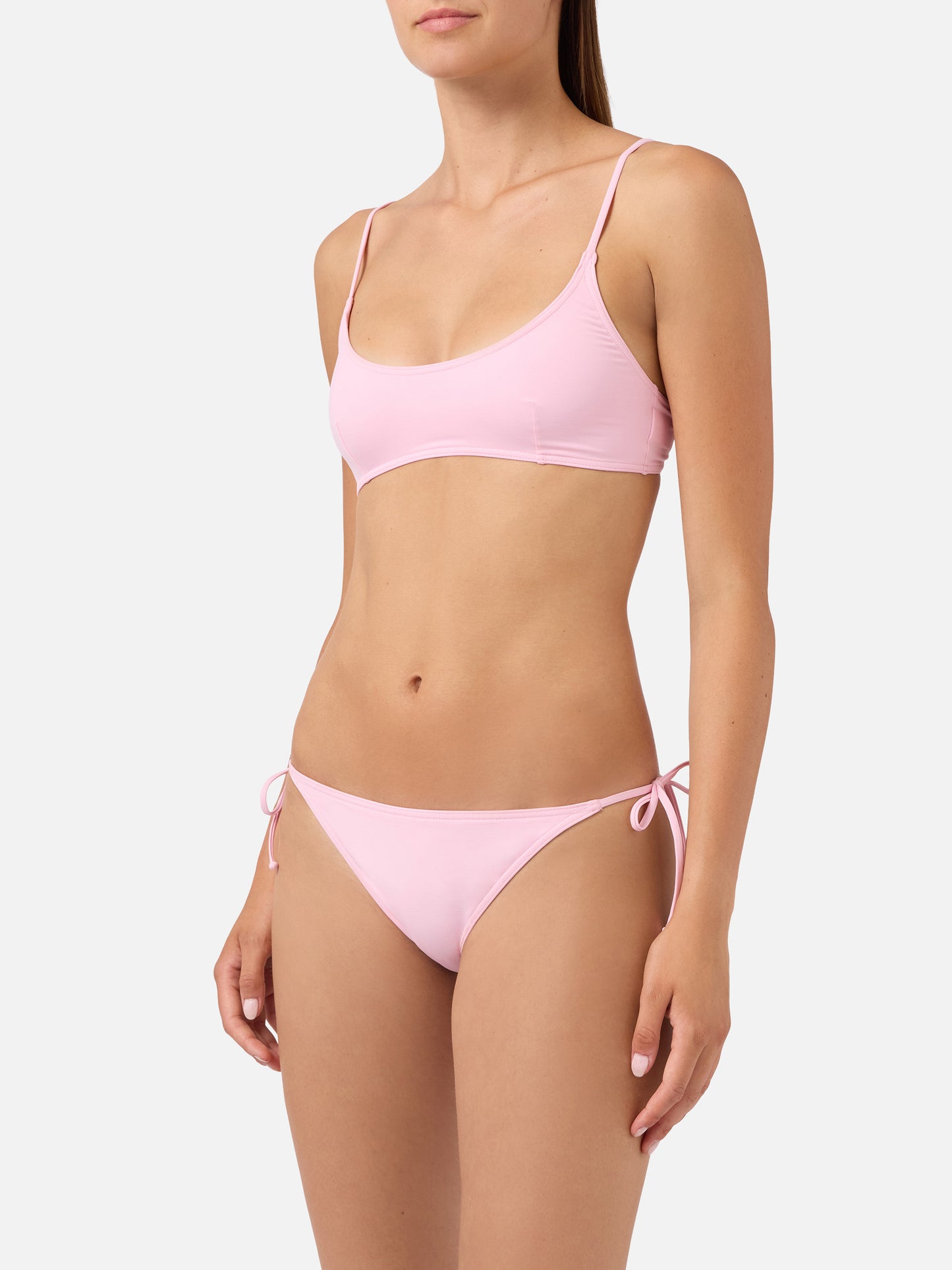 Bikini bralette Judy Virgo rosa claro con lazos 