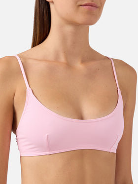 Top de bikini bralette Judy en rosa pastel liso 