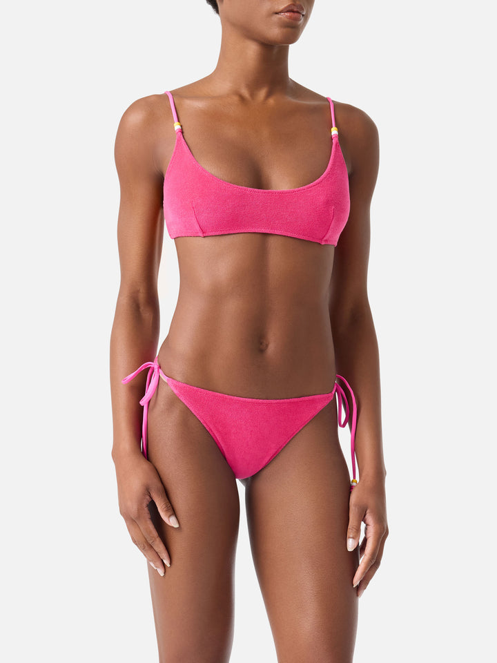 Judy Marielle fuchsia terry bralette bikini