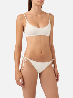 Bikini bralette color crema Judy Virgo con lazos 