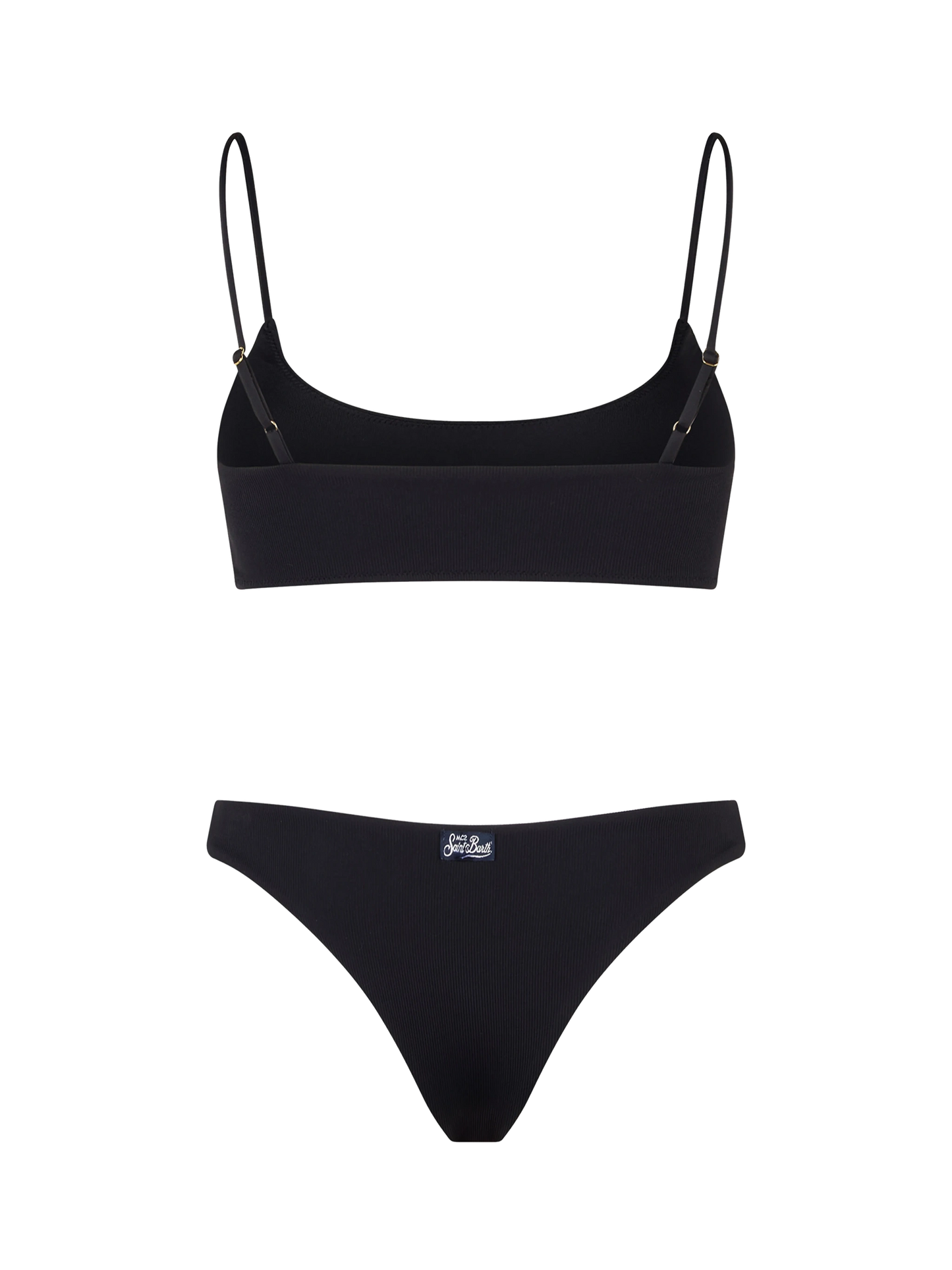 Woman black ribbed bralette bikini Judy Naomi