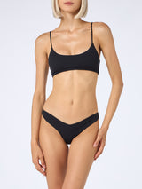 Woman black ribbed bralette bikini Judy Naomi