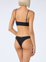 Woman black ribbed bralette bikini Judy Naomi