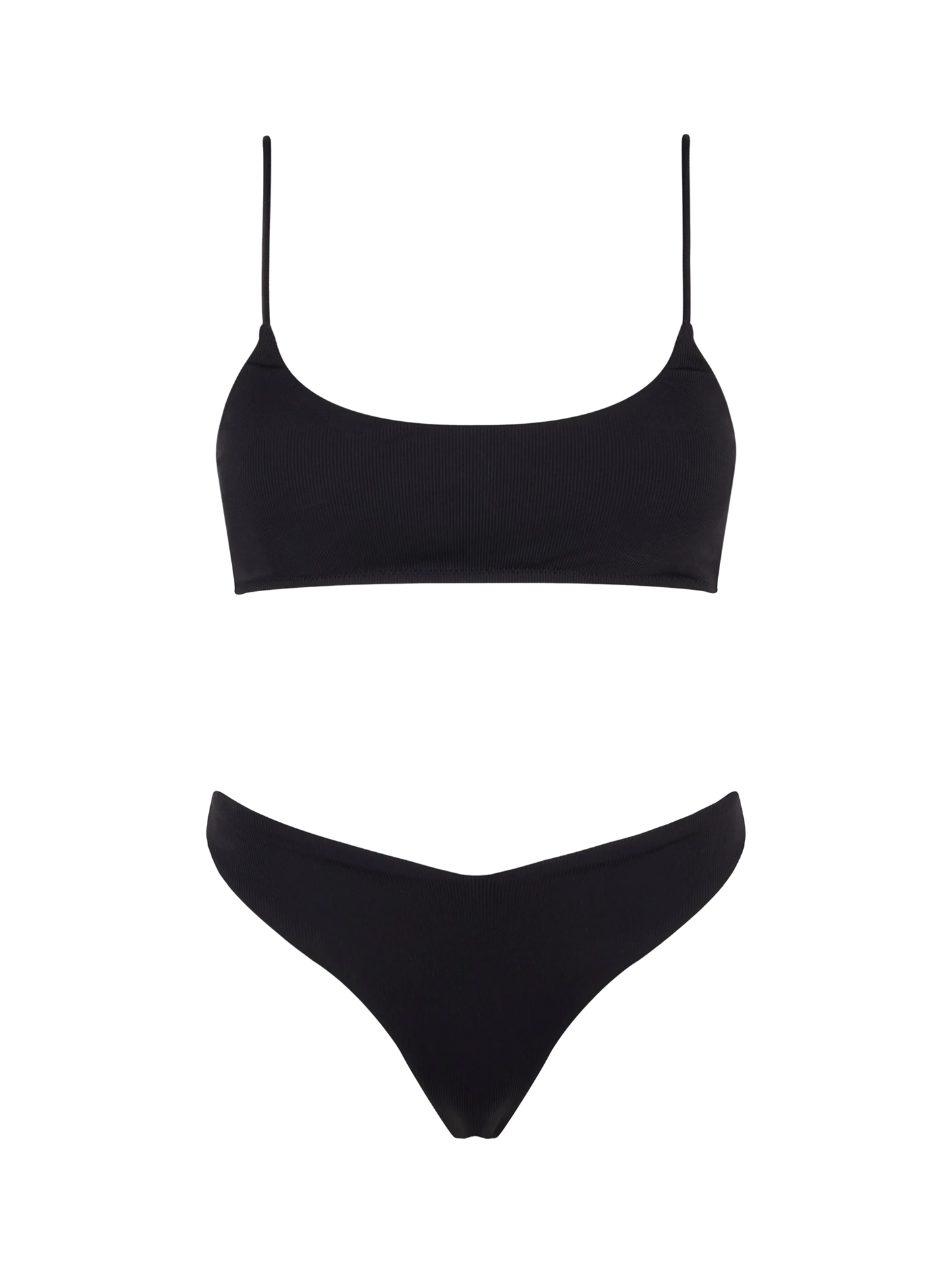 Woman black ribbed bralette bikini Judy Naomi