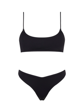 Woman black ribbed bralette bikini Judy Naomi