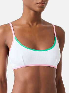 Bikini bralette Judy Marielle de rizo blanco con ribete 