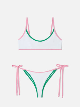 Bikini bralette Judy Marielle de rizo blanco con ribete 