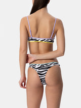 Damen Zebra-Bralette-Bikini Judy Naomi mit Paspelierung