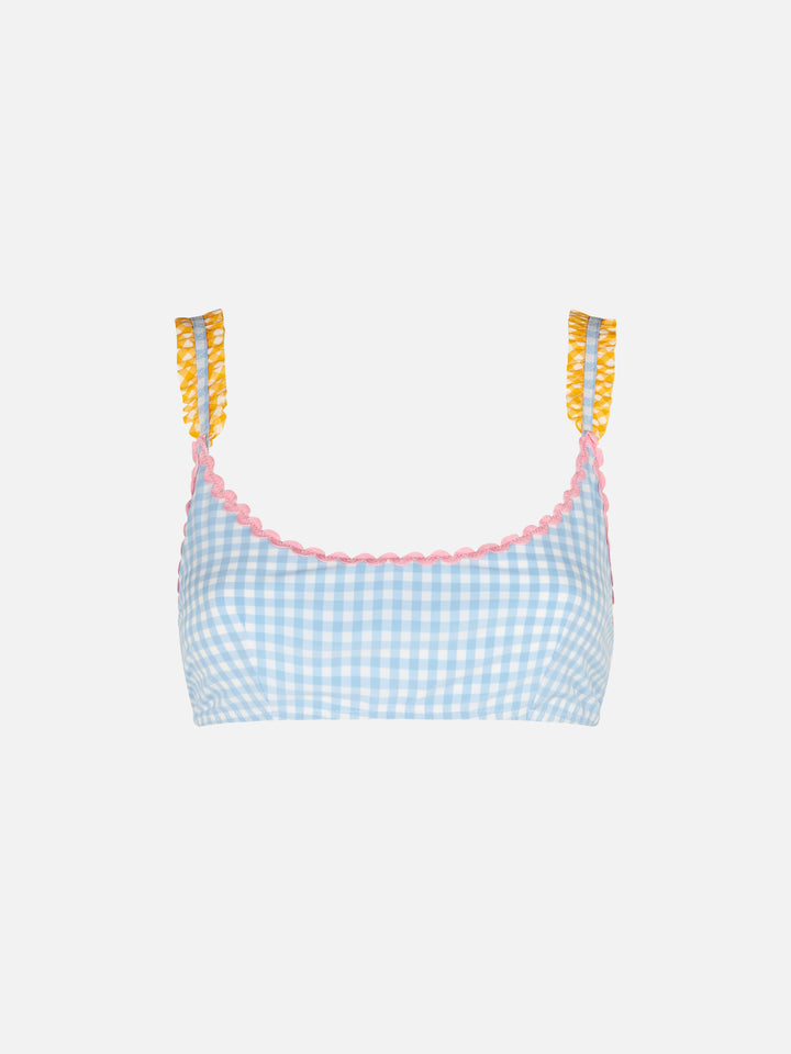 Damen-Bralette-Badeanzug mit Gingham-Print