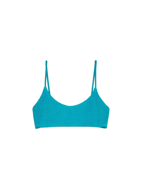 Judy teal crinkle bralette top