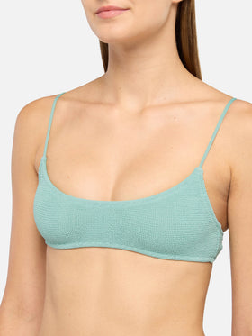 Judy top bralette in crinkle lurex color verde salvia